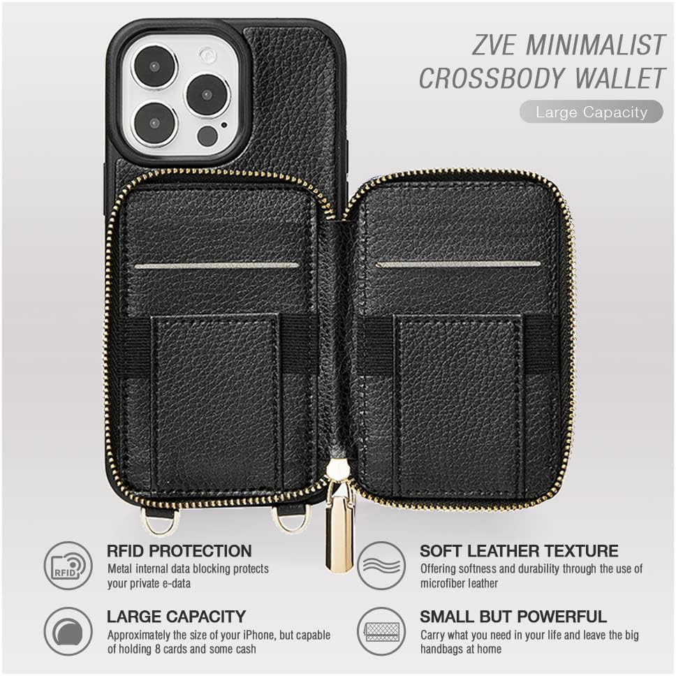 iPhone 15 Series ZVE RFID-Blocking Wallet Case.