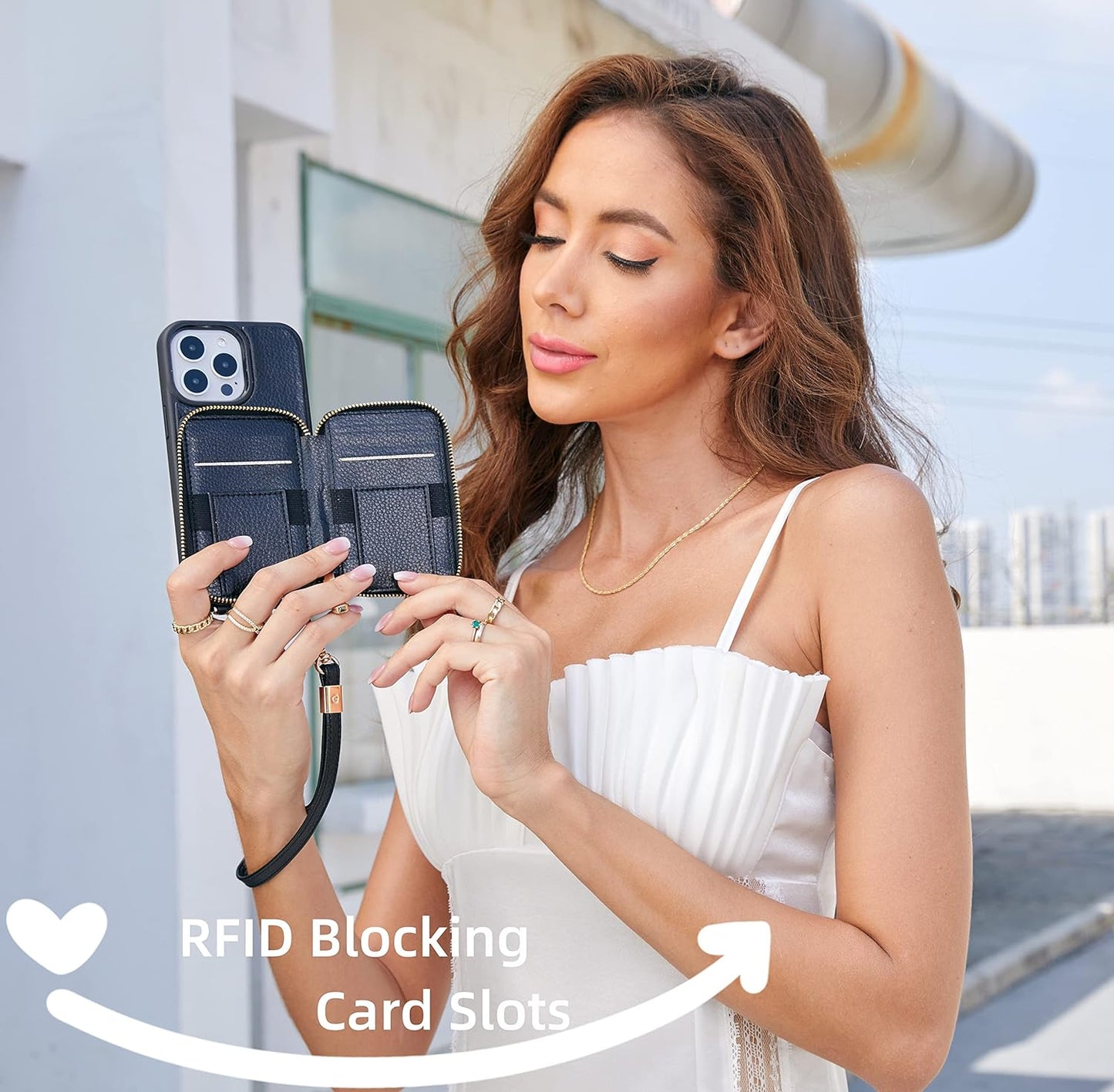 iPhone 15 Series ZVE RFID-Blocking Wallet Case.