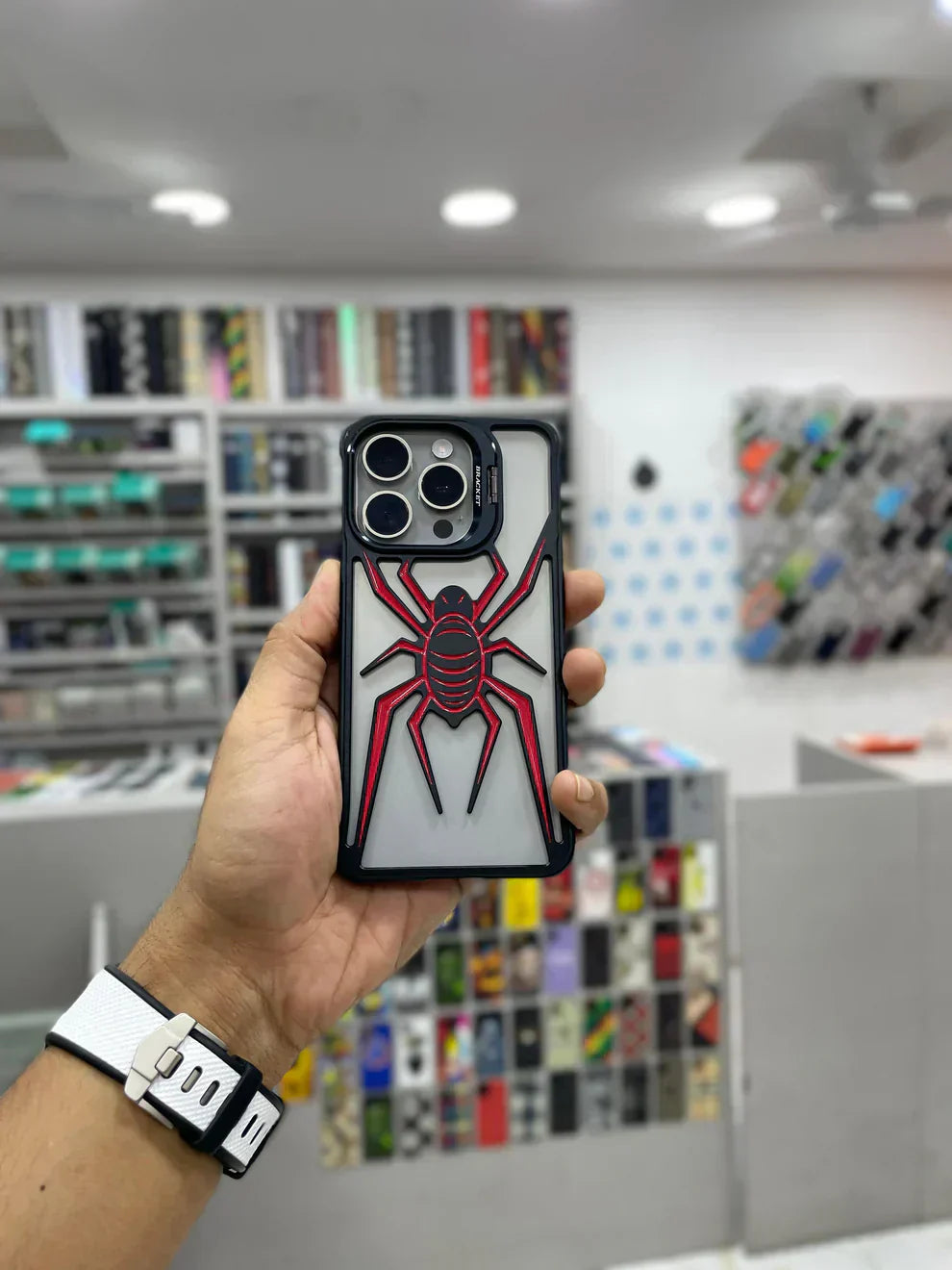 iPhone 12 Series Metal Spider Bumper Case with Stand