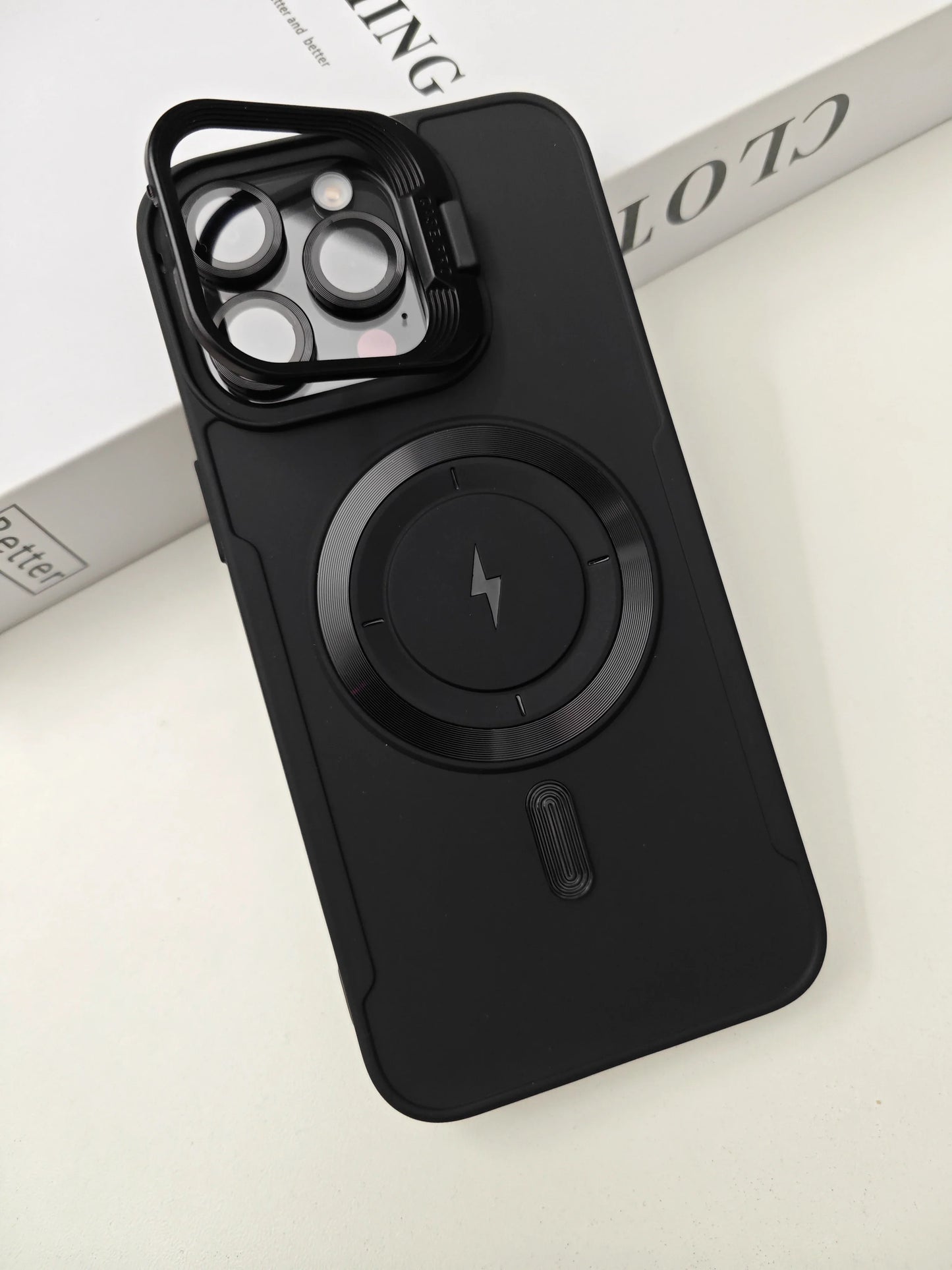 π€ Case for Joy: Matte Black Magnetic Case with Folding Bracket For iPhone 15 Series π€