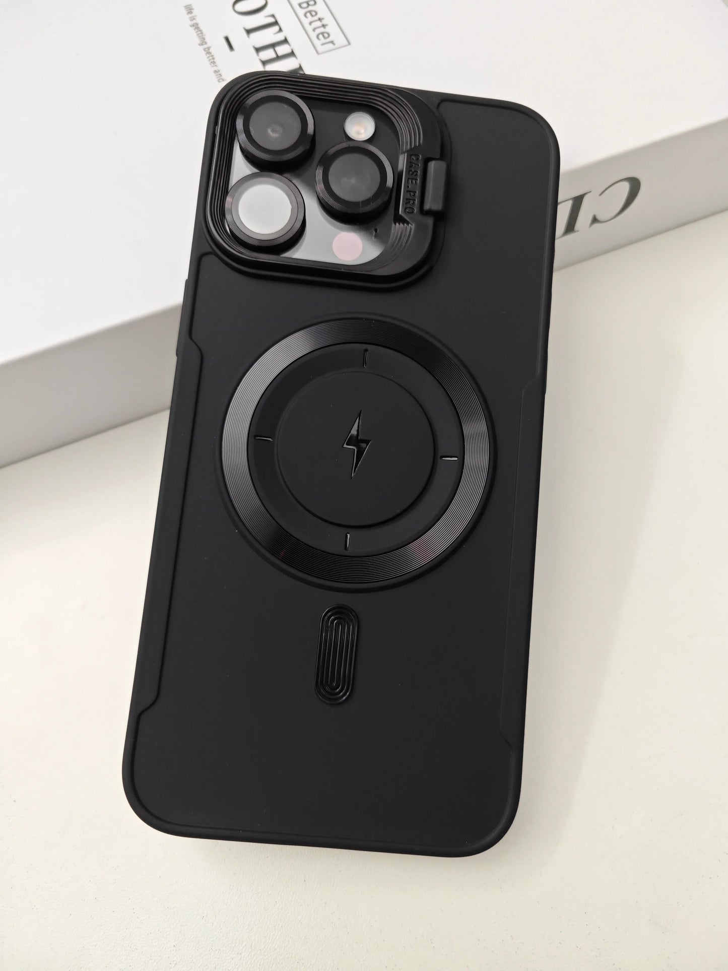 π€ Case for Joy: Matte Black Magnetic Case with Folding Bracket For iPhone 15 Series π€