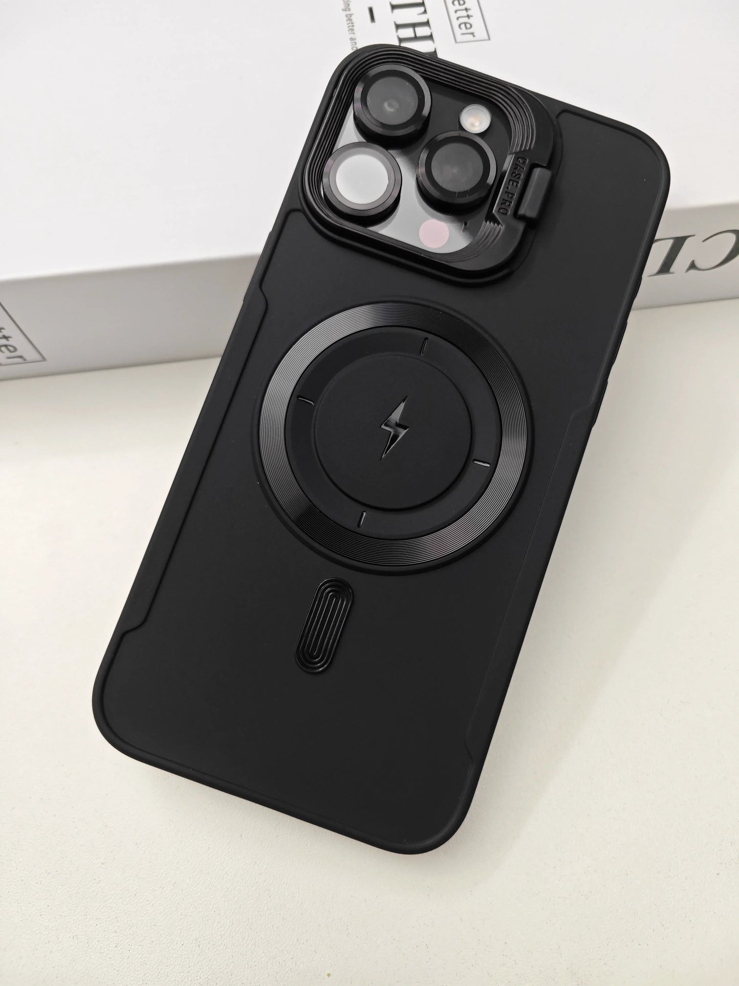 π€ Case for Joy: Matte Black Magnetic Case with Folding Bracket For iPhone 15 Series π€