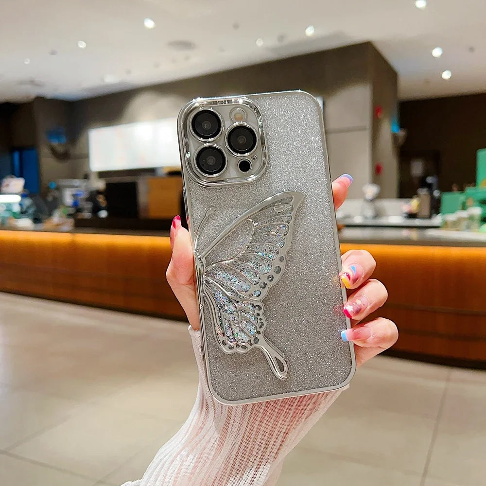 iPhone 15 Series Luxury 3D Glitter Butterfly Cute Case