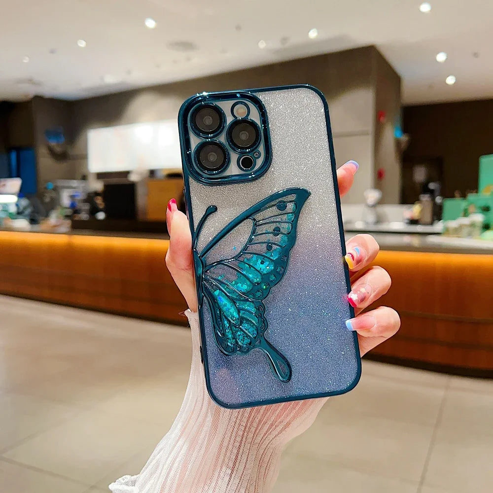 iPhone 15 Series Luxury 3D Glitter Butterfly Cute Case
