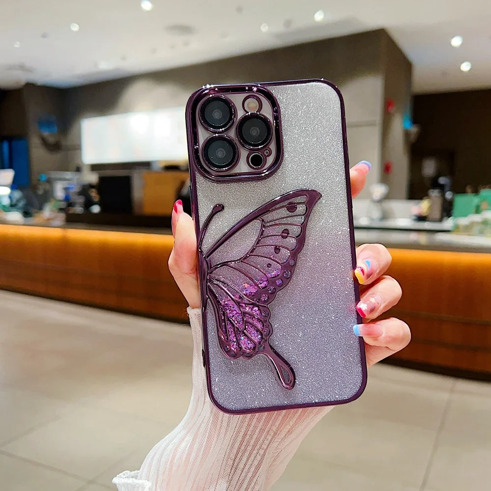 iPhone 15 Series Luxury 3D Glitter Butterfly Cute Case