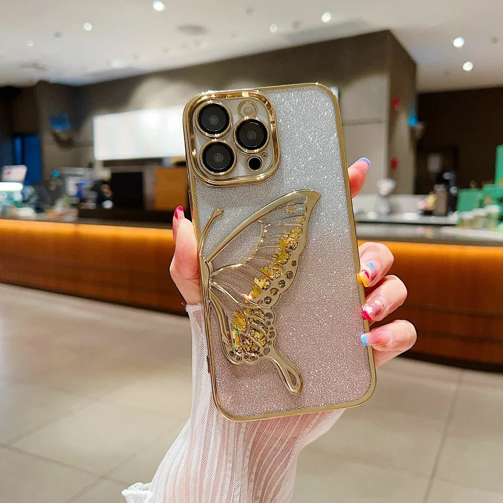 iPhone 15 Series Luxury 3D Glitter Butterfly Cute Case