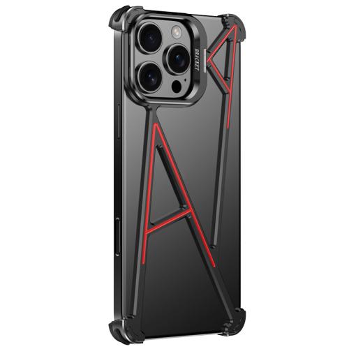 For iPhone 15 Series Four Corner Shockproof Lens Bracket Hollow Metal Phone Case(Titanium)