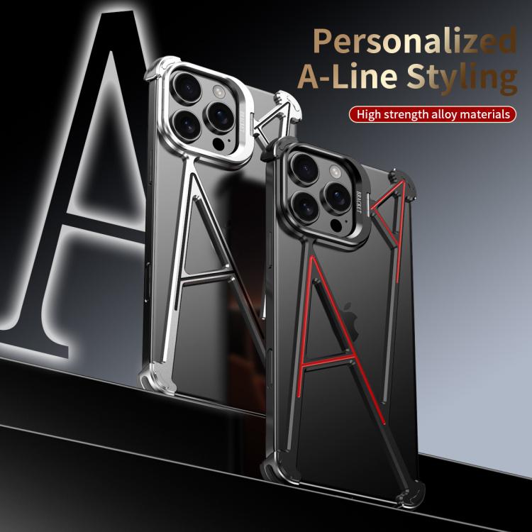 For iPhone 15 Series Four Corner Shockproof Lens Bracket Hollow Metal Phone Case(Titanium)
