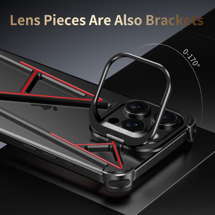 For iPhone 15 Series Four Corner Shockproof Lens Bracket Hollow Metal Phone Case(Titanium)