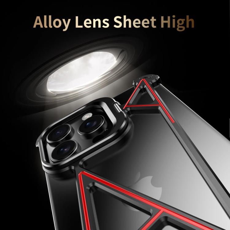 For iPhone 15 Series Four Corner Shockproof Lens Bracket Hollow Metal Phone Case(Titanium)