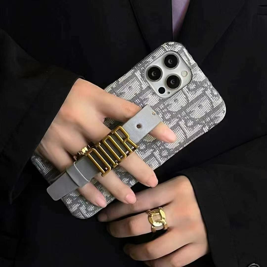 Luxury Dior iPhone Case with Belt Grip for iPhone 13, 14, 15 & 16 Series