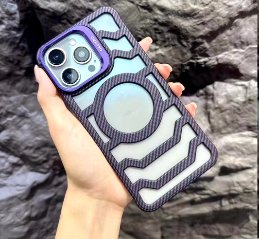 iPhone 16 Carbon Fiber Texture with Kickstand Phone Protection