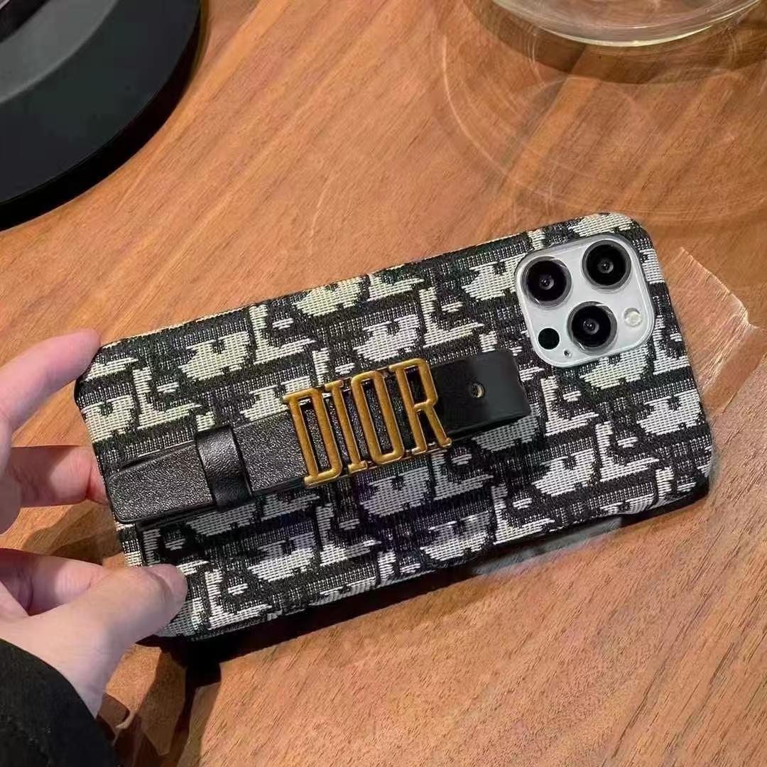 Luxury Dior iPhone Case with Belt Grip for iPhone 13, 14, 15 & 16 Series